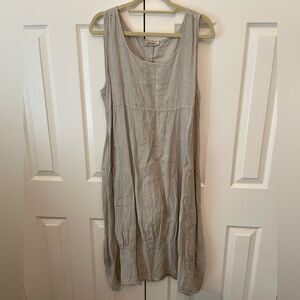 Ellamoda Pale GrayGreen Sleeveless Linen Dress Size Large